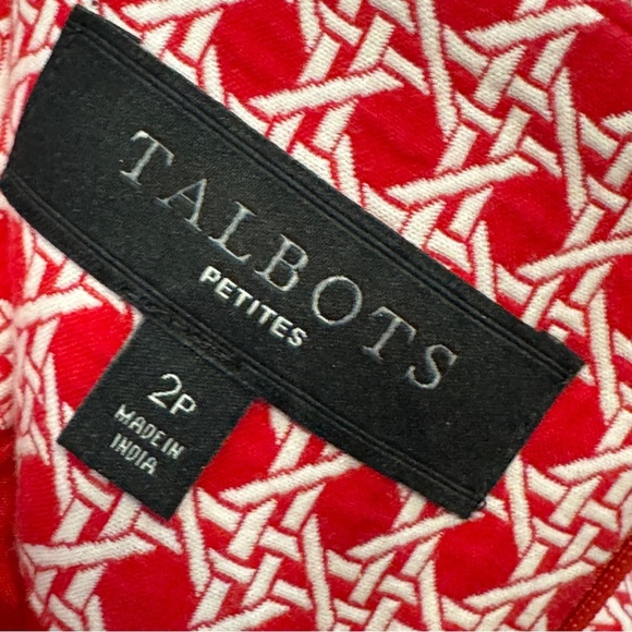 Talbots Petites 2P Red White Geometric A-Line Cotton Skirt - Picture 4 of 6